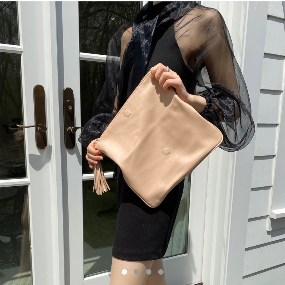 Pastel pink tassel strapless purse